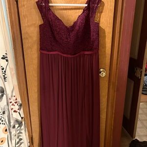 David's Bridal Deep Red Lace Dress